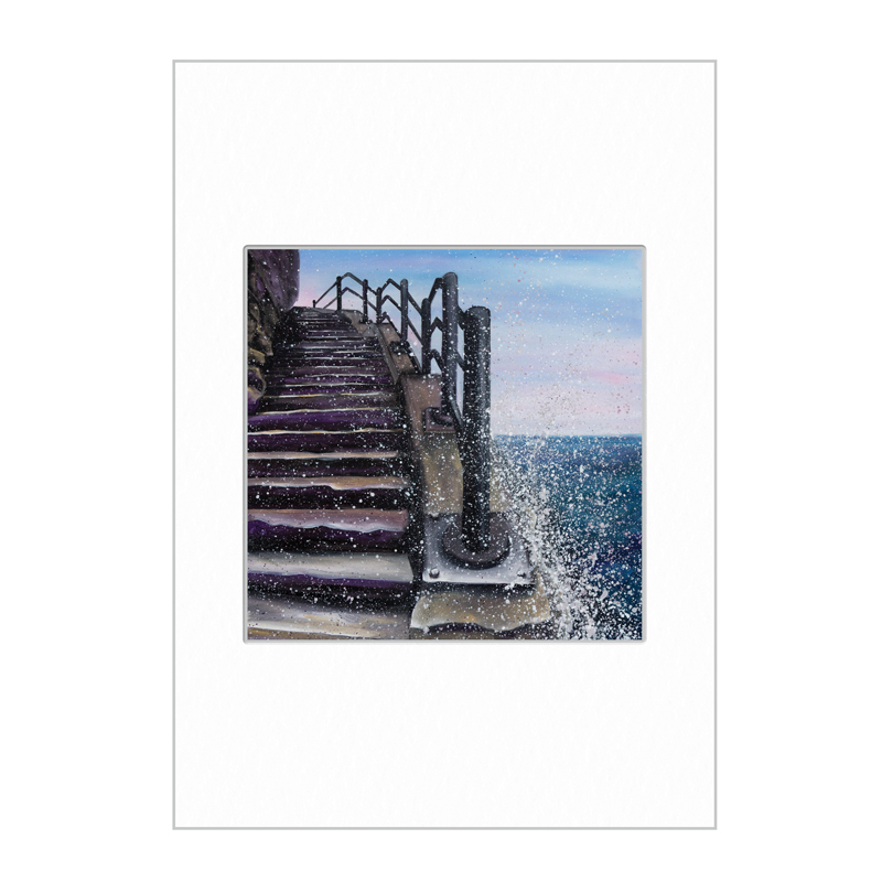 Cat and Dog Stairs Mini Print A4